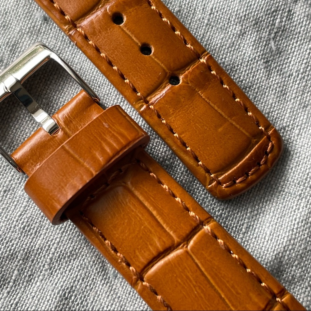 Watch strap 18mm alligator grain toffee brown